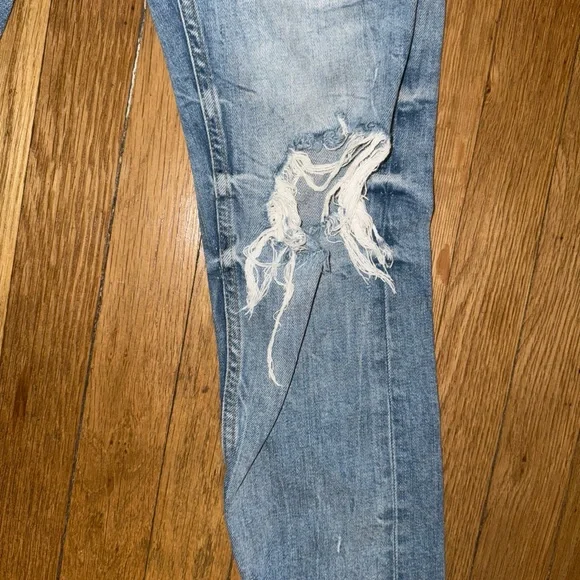 Zara Women's Size 4 Blue Skinny Leg Distressed Medium Wash Cotton Blend Jeans - Picture 3 of 15